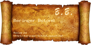 Beringer Botond névjegykártya